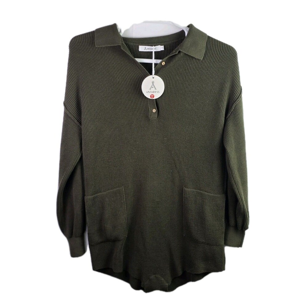 NWT ‎ Anrabess Women's Small Olive Green Oversized Romper
